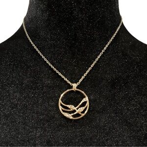 Avon NRT Necklace Organic Style Rhinestone Inlay Gold Tone 2013